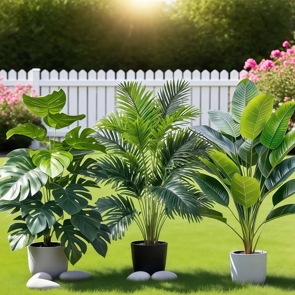 Artificial Areca Palm Plant Set (3-Piece)
