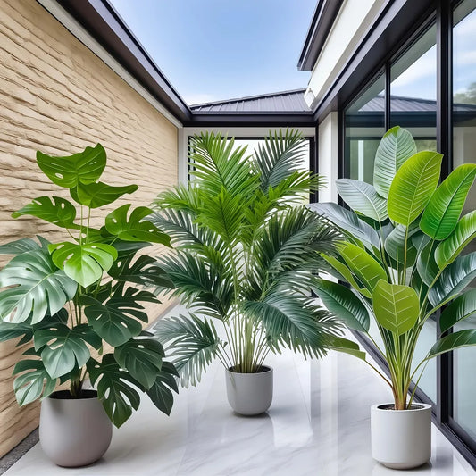 Artificial Areca Palm Plant Set (3-Piece)