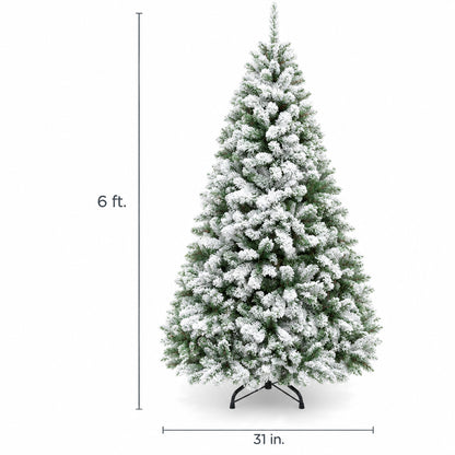 Snowy Flocked Christmas Tree – Realistic Frosted PVC Pine Tree with Artificial Snow, Winter Holiday Decoration for Home, Office & Store Displays