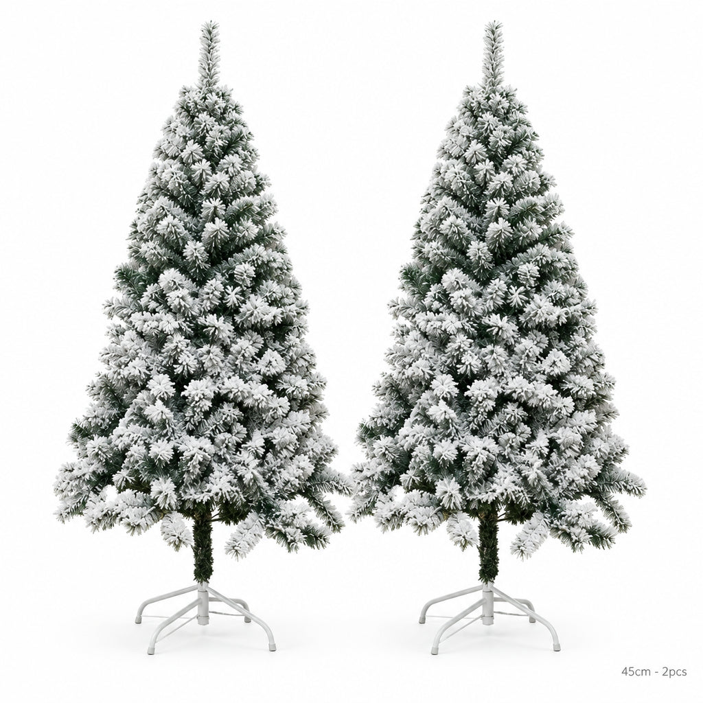 Snowy Flocked Christmas Tree – Realistic Frosted PVC Pine Tree with Artificial Snow, Winter Holiday Decoration for Home, Office & Store Displays