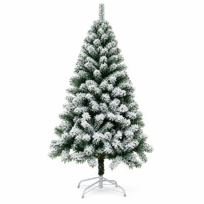 Snowy Flocked Christmas Tree – Realistic Frosted PVC Pine Tree with Artificial Snow, Winter Holiday Decoration for Home, Office & Store Displays
