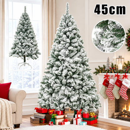 Snowy Flocked Christmas Tree – Realistic Frosted PVC Pine Tree with Artificial Snow, Winter Holiday Decoration for Home, Office & Store Displays
