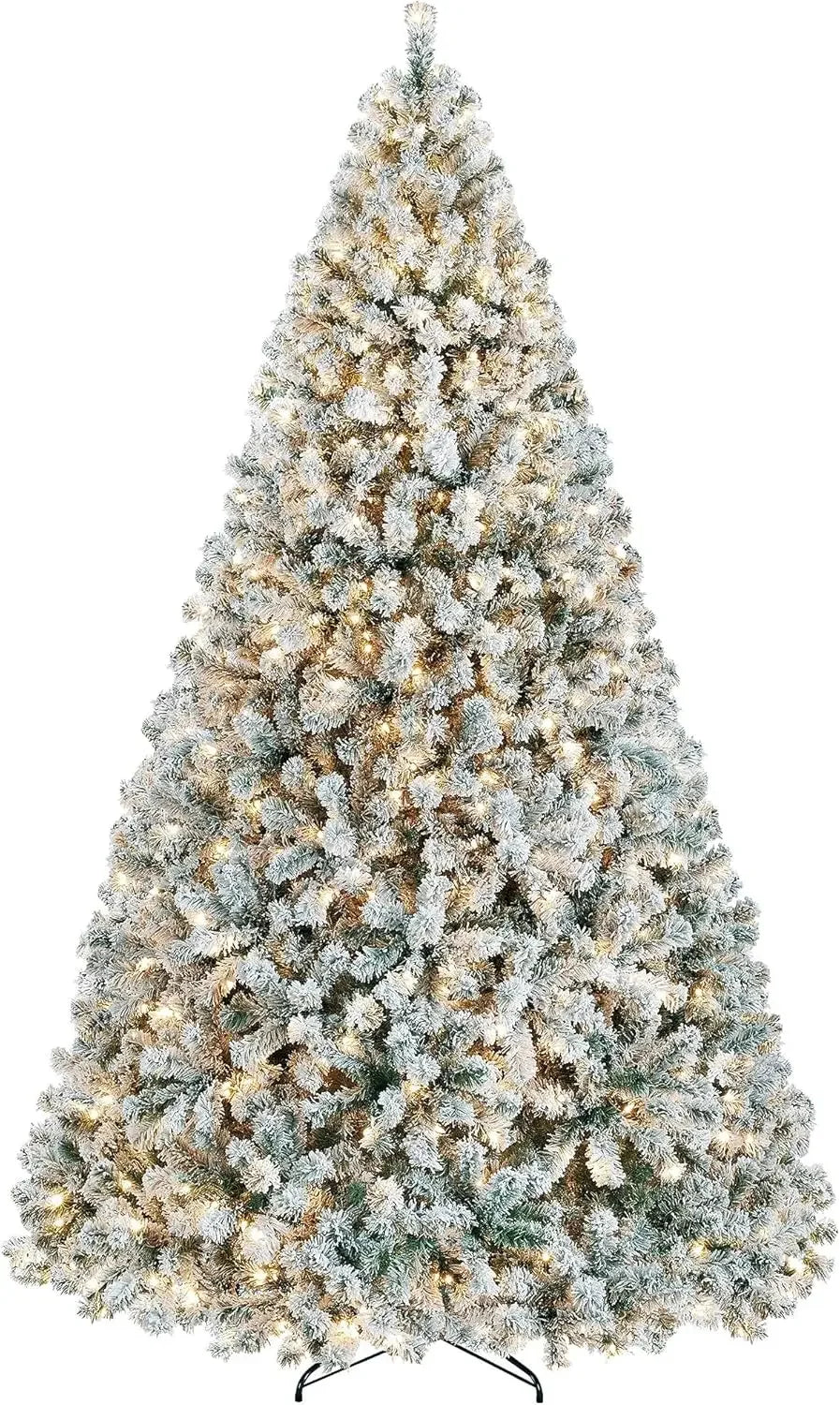 5–10ft Artificial Christmas Tree – Snow Flocked, Pre-Lit with 900 Lights