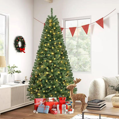 5–10ft Artificial Christmas Tree – Snow Flocked, Pre-Lit with 900 Lights