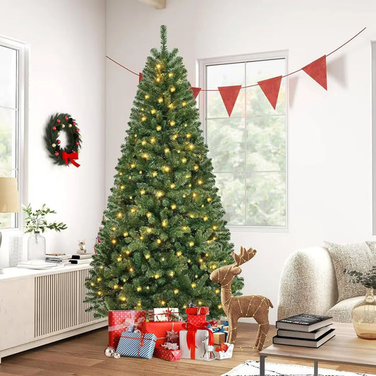 5–10ft Artificial Christmas Tree – Snow Flocked, Pre-Lit with 900 Lights