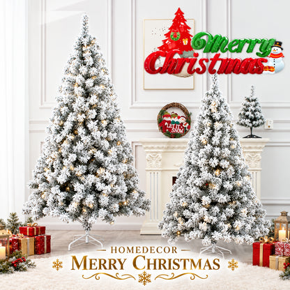 Snowy Flocked Christmas Tree – Realistic Frosted PVC Pine Tree with Artificial Snow, Winter Holiday Decoration for Home, Office & Store Displays